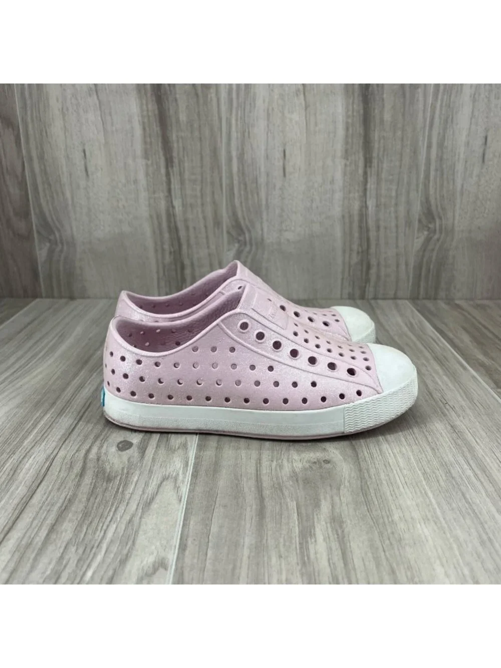 Native Jefferson Shoes Kids Toddler 11 Bio Bling Pink Glitter Slip On Waterproof